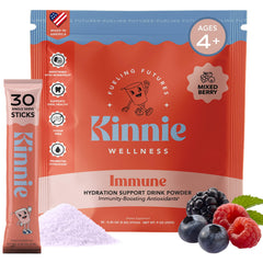 Kinnie Immune & Hydration mixed berry sticks for kids, convenient daily hydration