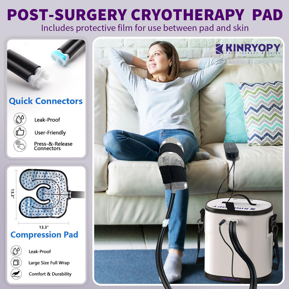 Kinryopy cold therapy pad connector diameter closeup for compatibility check.