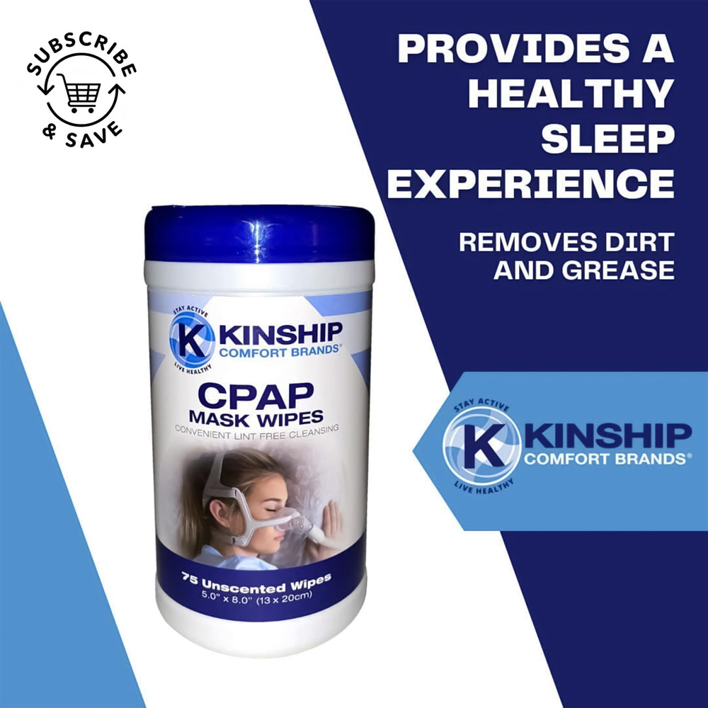 Kinship Comfort Brands CPAP wipes close-up showing lint-free material for safe cleaning