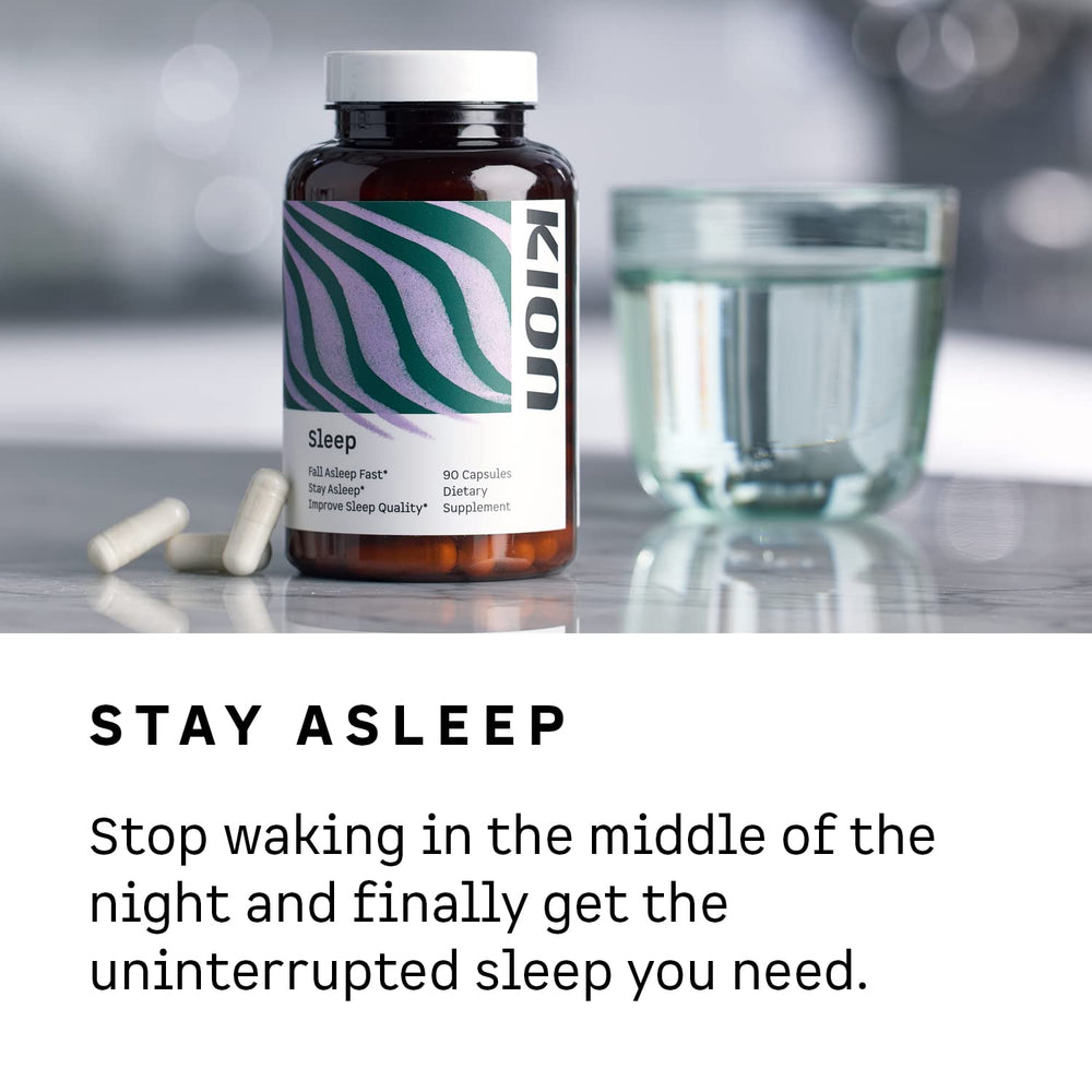 Kion Sleep ingredients panel highlights amino acid powered sleep support.