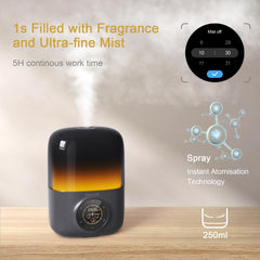 Kipcush diffuser touchscreen panel for easy control.