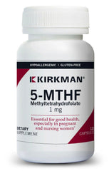 Kirkman 5-MTHF bottle front shows hypoallergenic folate option for daily use.