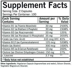 Kirkman B-Complex with CoEnzymes capsules close-up highlighting active B vitamins for absorption.