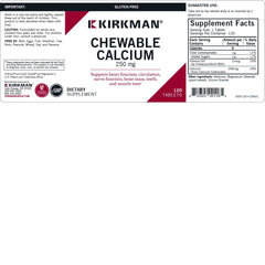 Packaging of Kirkman calcium 250mg vitamin d3 hypoallergenic formula