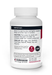 Close-up of Kirkman DMG 300 mg capsules in the bottle.