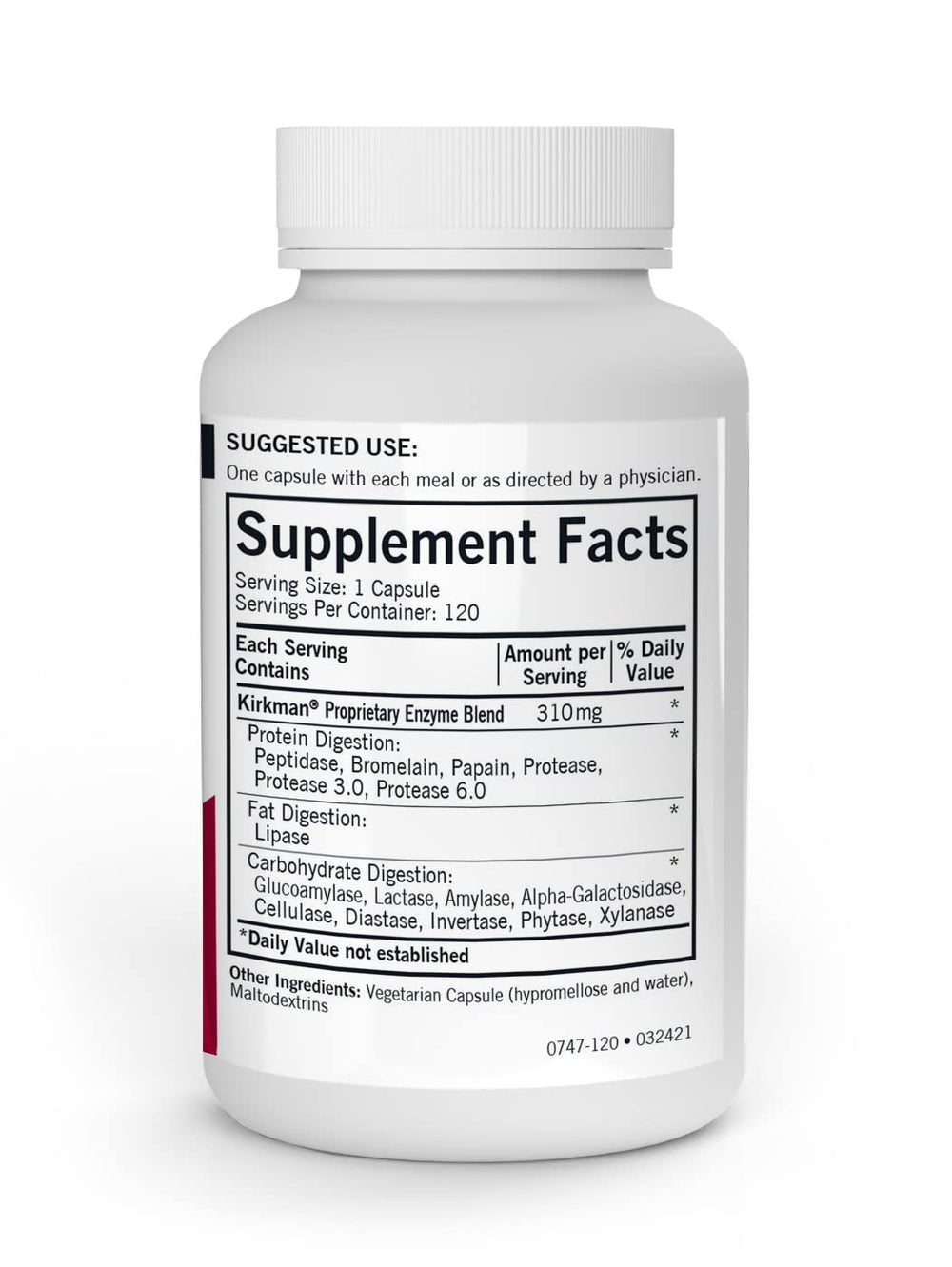 Kirkman Enzyme Complete DPP-IV capsules shown for hypoallergenic digestion across foods