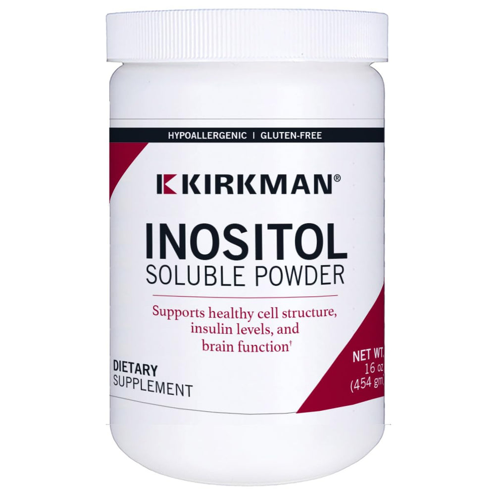 Kirkman Inositol Pure Soluble Powder bottle front with hypoallergenic label