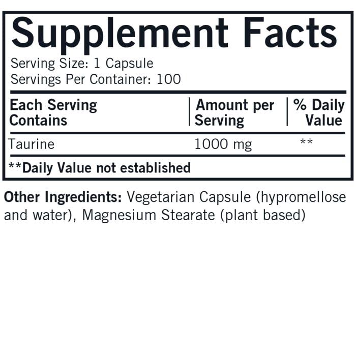Kirkman L Taurine capsules close-up shows vegan capsules for hypoallergenic support