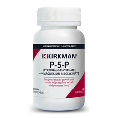 Kirkman P-5-P with Magnesium bottle showing easy-to-swallow capsules for daily use