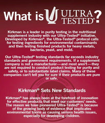 Kirkman P-5-P ingredients list highlights gluten and casein-free nutrition.