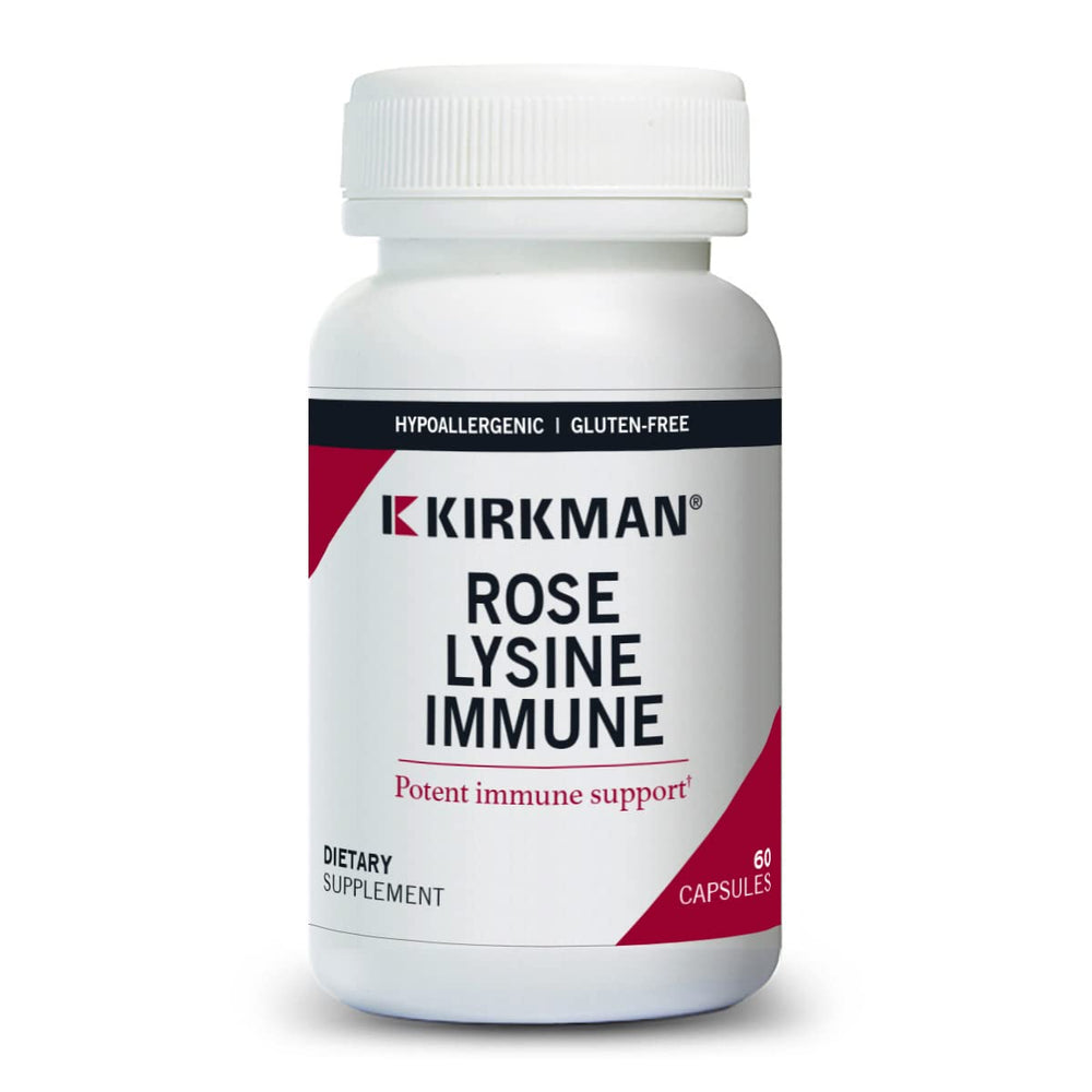 Kirkman Rose Lysine Immune bottle front view for daily immune support.
