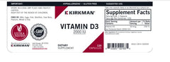Kirkman Vitamin D-3 2000 IU capsules in jar ready for daily use