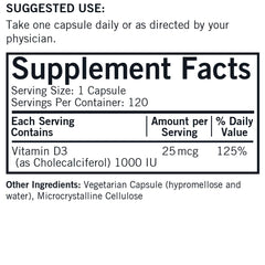 Close-up of Kirkman Vitamin D-3 1000 IU capsules for easy daily use.