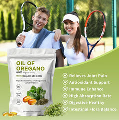 KITABIO Oil of Oregano Softgels label closeup highlights non-GMO gluten-free formula.
