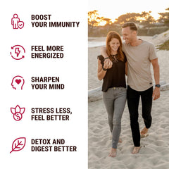 KJHD Shilajit Ashwagandha Gummies ingredients panel shows sea moss, ashwagandha, and mushroom blend.