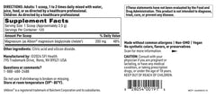 Klaire Labs Magnesium Chelate Powder label highlights allergen-free formulation