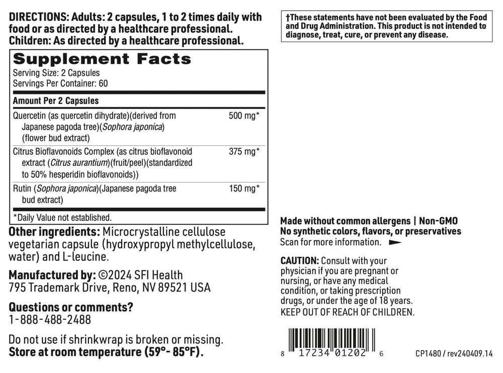 Klaire Labs SFI Health Bioflavonoid Complex carton interior product details
