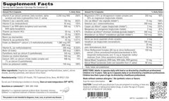 SFI Health MultiThera bottle inset showing iron-free and vitamin K-free formulation.