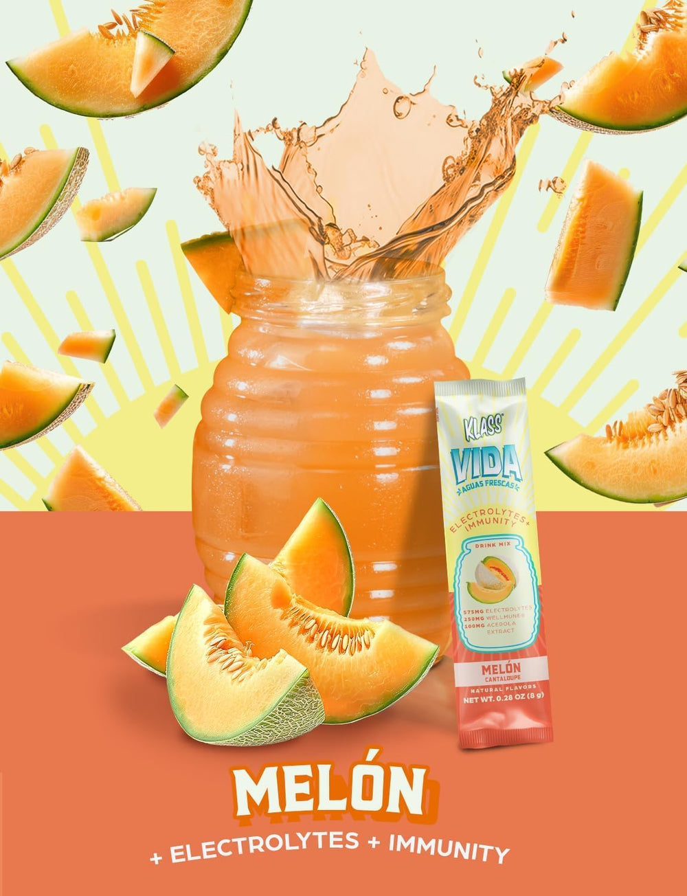 KLASS VIDA cantaloupe-closeup fruit highlights natural flavor and color