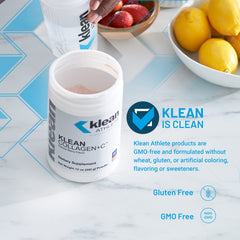 Close-up of Klean Collagen+C label and NSF for Sport badge.