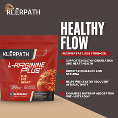 Klerpath ingredients panel features arginine, citrulline, and absorption boosters.