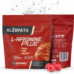 Klerpath L-Arginine Plus bottle highlights high potency for vascular support.