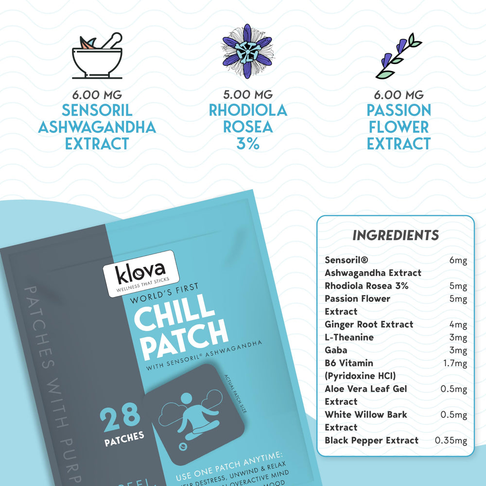 Klova Chill Patches close-up shows skin-friendly, drug-free design.