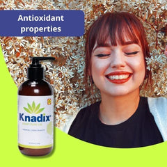 Knadix Hemp Oil Body Cream applied to knee shows conditioning for joints.