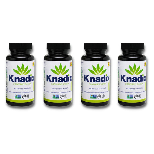 Knadix hemp oil supplement bottle front highlighting packaging and wellness potential.