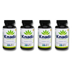 Knadix hemp oil supplement bottle front highlighting packaging and wellness potential.
