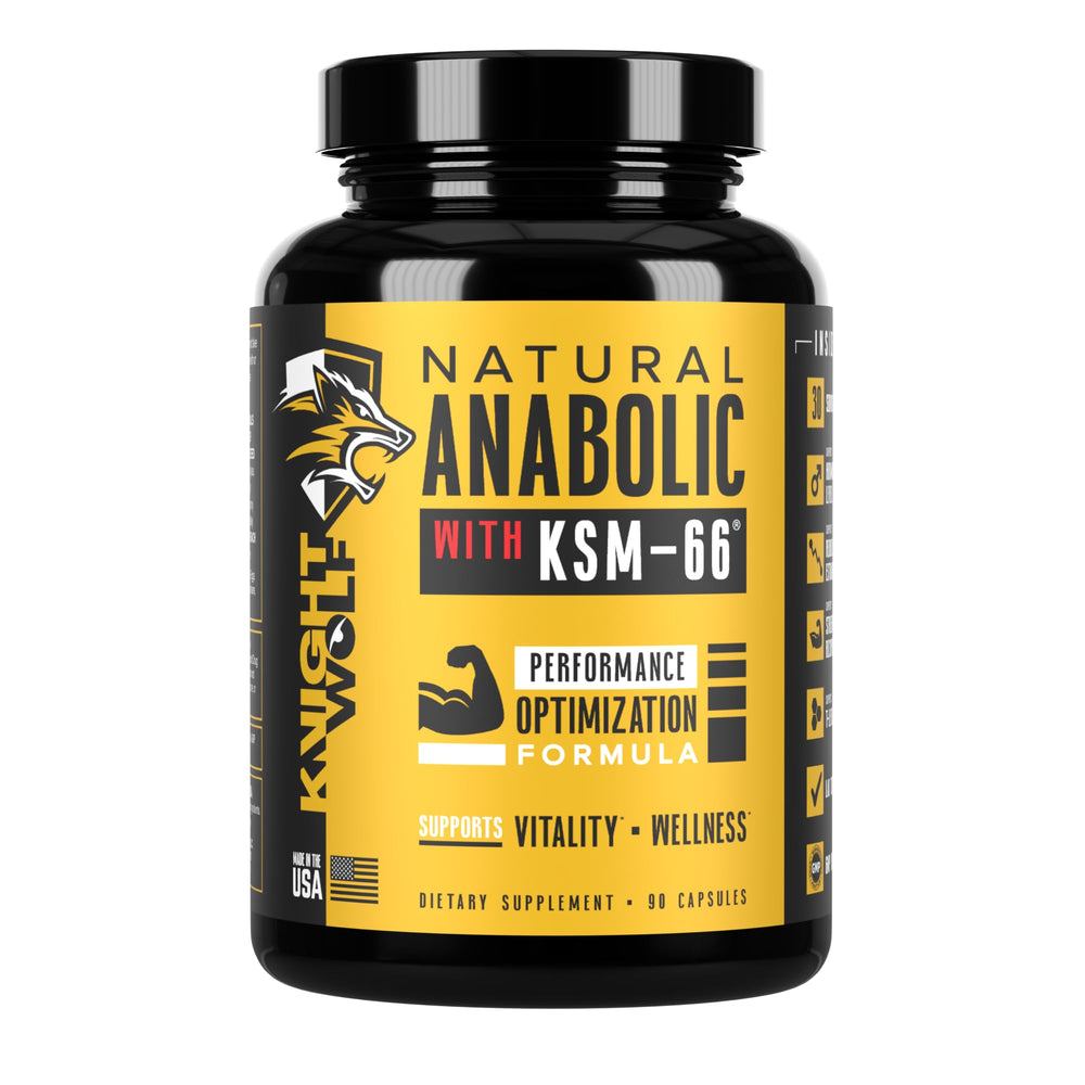 Knight Wolf Supps Night Wolf KSM-66 bottle highlights high-absorption formula for daily vitality.