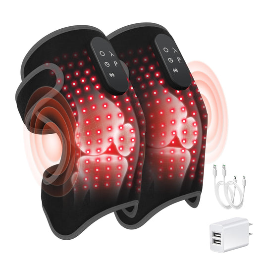 KNONNETD red light knee brace front view with dual-wavelength therapy