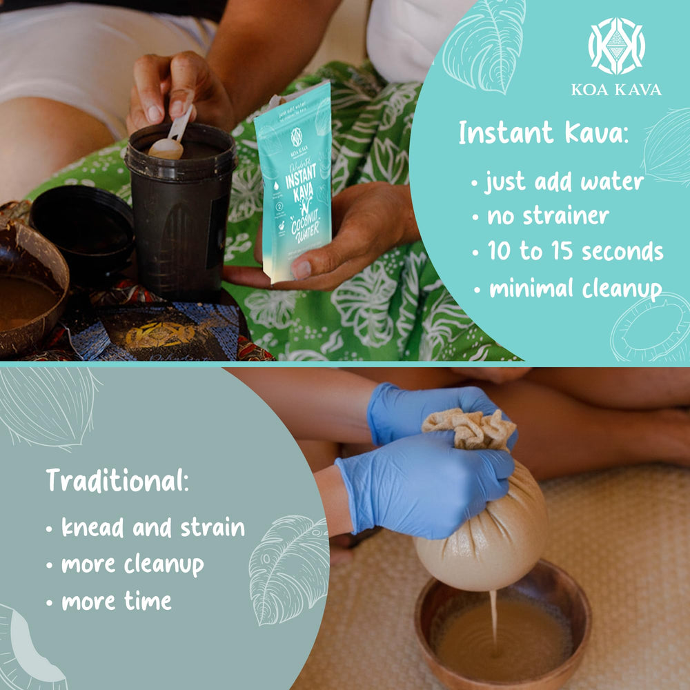 Pineapple juice chaser beside Koa Kava for a smoother sip
