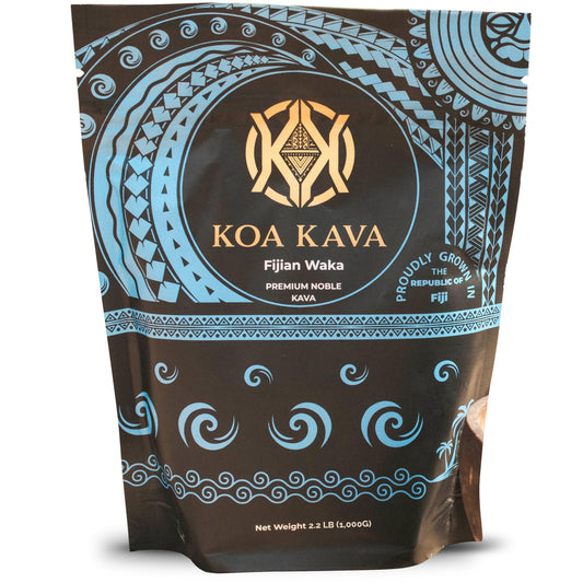 Koa Kava Fijian powder in bulk packaging for balanced calm.
