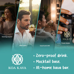Glass with prepared Koa Kava mix and a citrus chaser