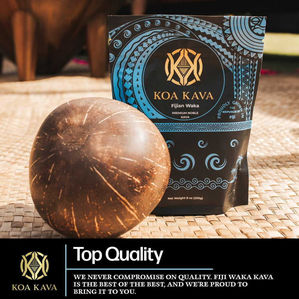 Koa Kava relaxation moment suggests mindful downtime.