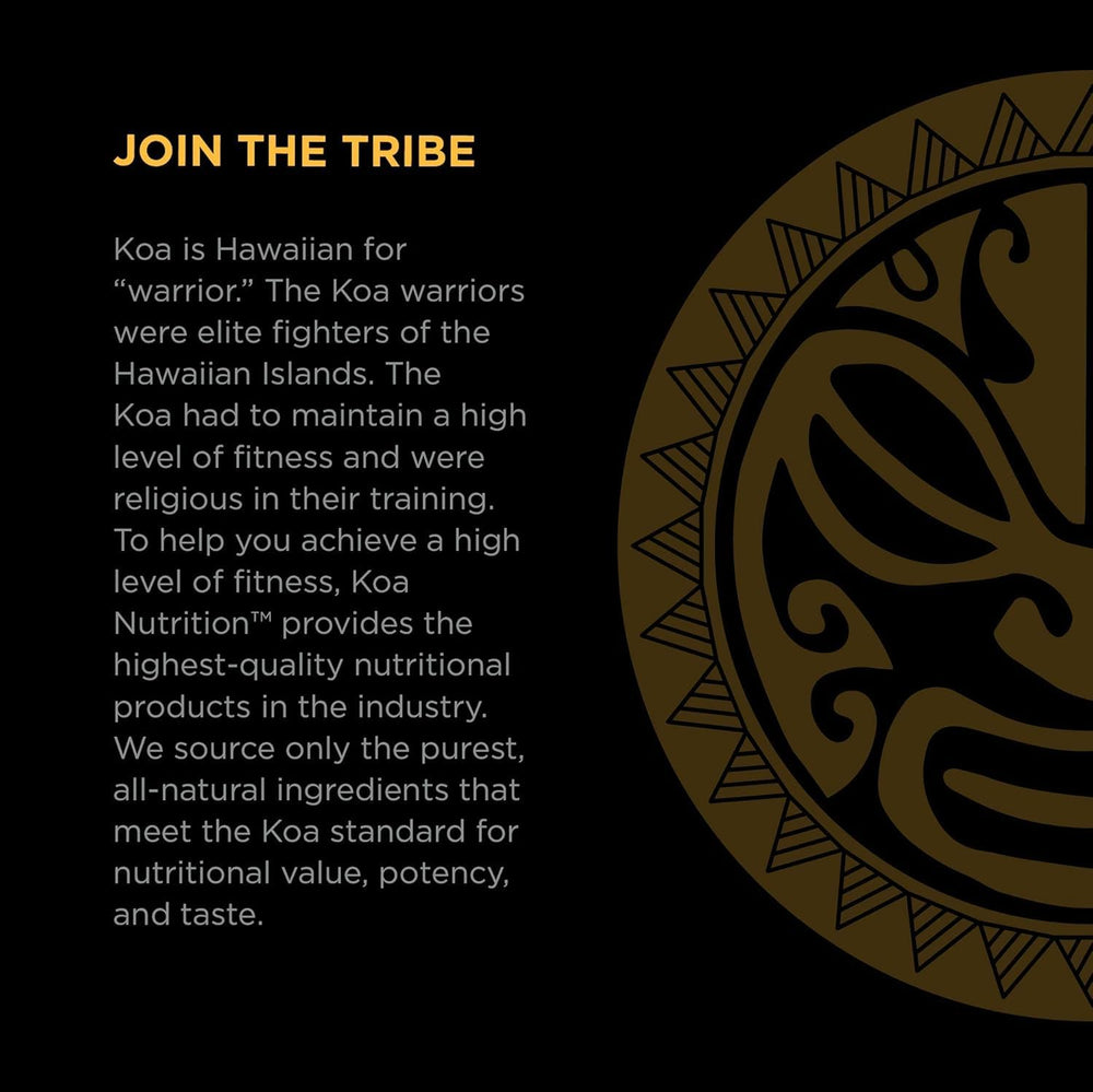KOA Warrior Whey Isolate packaging displaying non-GMO and gluten-free features.