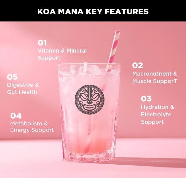 Ingredient label on KOA MANA pack highlights protein and electrolytes