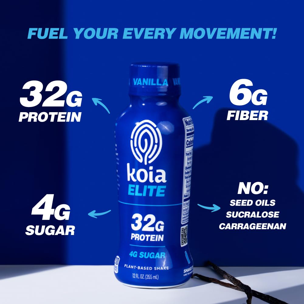 Koia Elite Vanilla Shake in glass shows creamy texture.