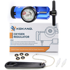 KOKAND blue oxygen regulator supports portable oxygen setups.