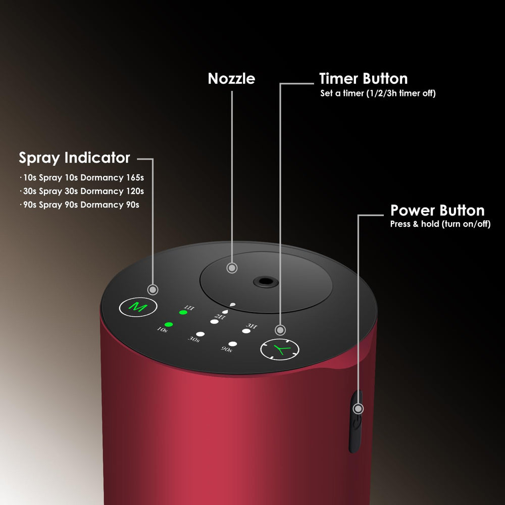 KONCHILE waterless diffuser in a portable size beside a laptop.