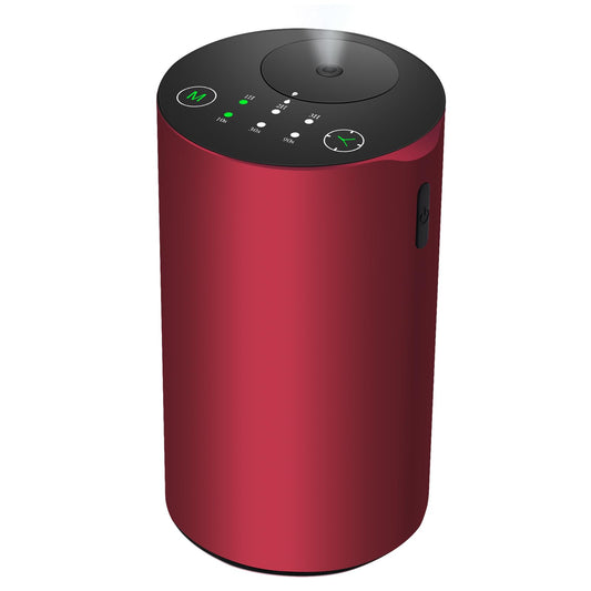 KONCHILE waterless diffuser, red front view, compact for on-the-go aromatherapy.