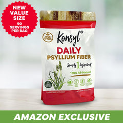 Konsyl psyllium on a sunny kitchen scene ready for routine digestive prep