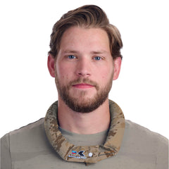 KOOLGATOR evaporative neck wrap activation process for cooling relief.