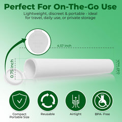 Kopperko white pop-top tube 116mm for discreet, compact spice storage.