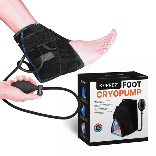 Koprez Foot CryoPump ankle wrap for targeted cold therapy and adjustable compression
