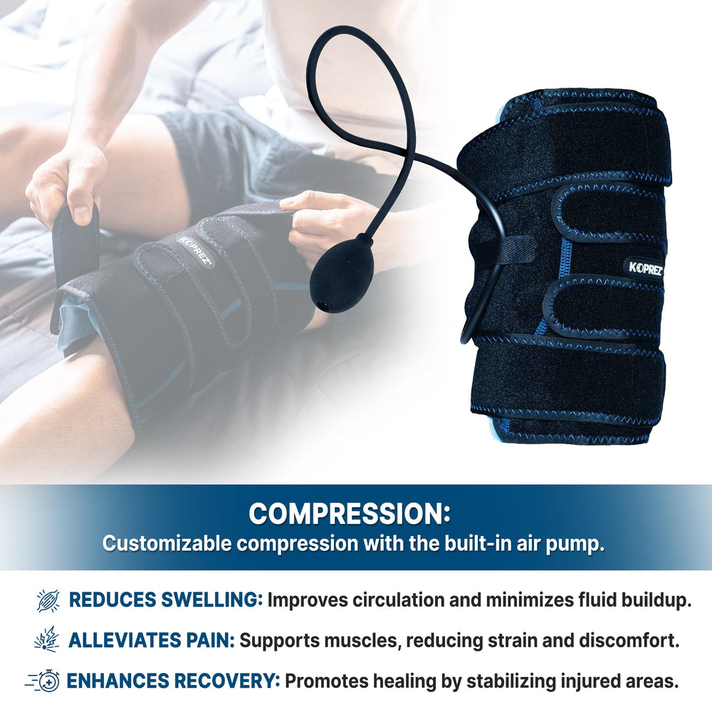 Koprez Knee CryoPump one-size-fits-all design fits most knees.
