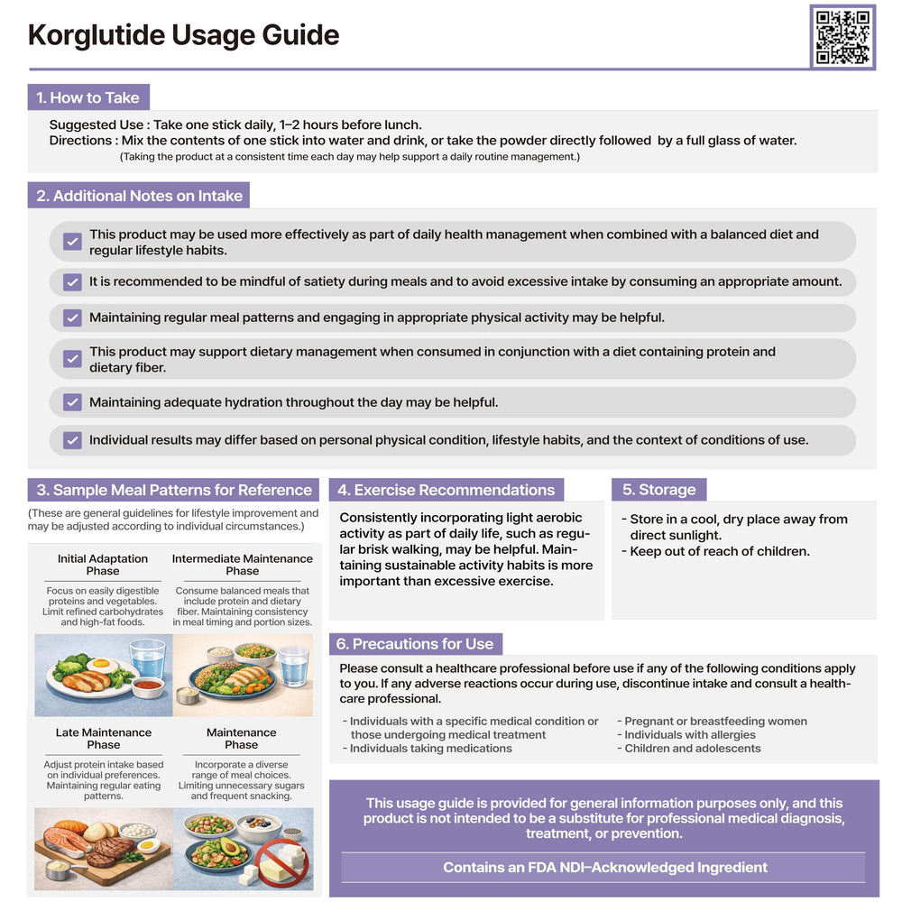 Korglutide travel pack sticks, convenient on the go for mindful portions.