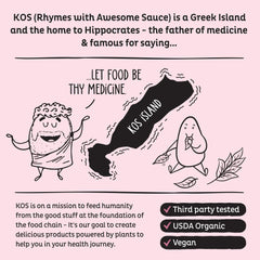 USDA Organic badge on KOS beetroot powder jar, trusted quality.
