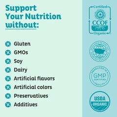 KOS Organic certifications label emphasizes trusted, non-irradiated quality.